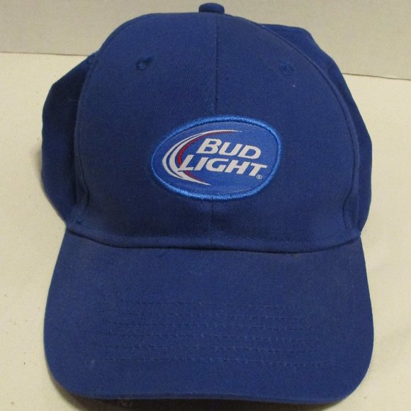Bud Light Beer Blue White Adjustable Back Graphic Travel Vacation Party Hat - Picture 1 of 7